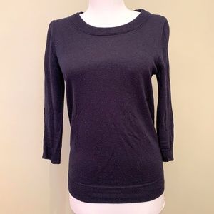 J. Crew 100% Merino Wool Black Crewneck Sweater